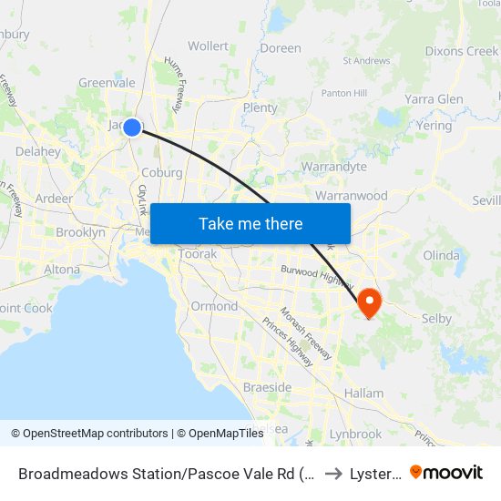 Broadmeadows Station/Pascoe Vale Rd (Broadmeadows) to Lysterfield map