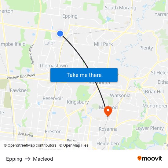 Epping to Macleod map