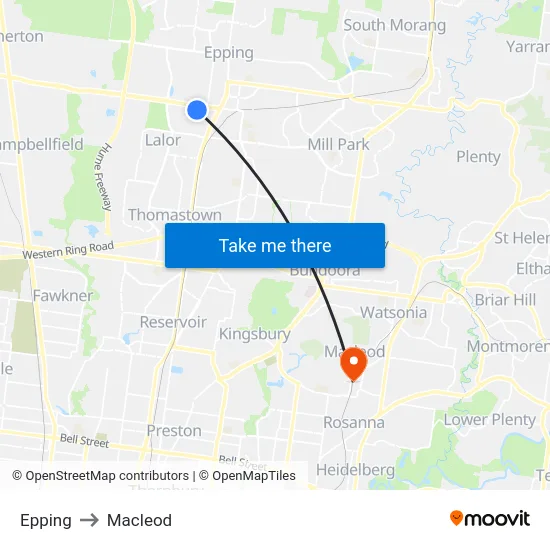 Epping to Macleod map