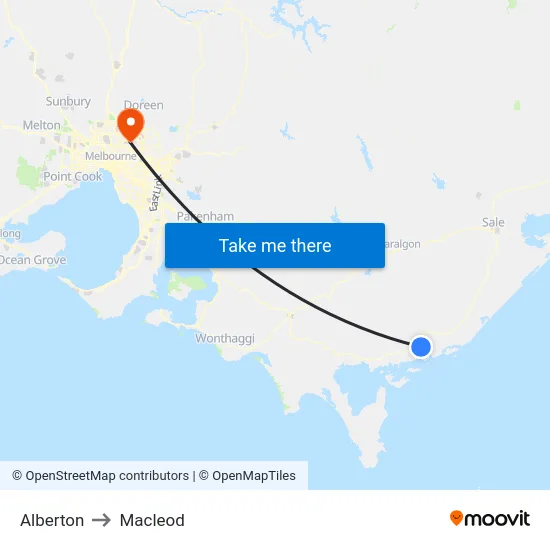 Alberton to Macleod map