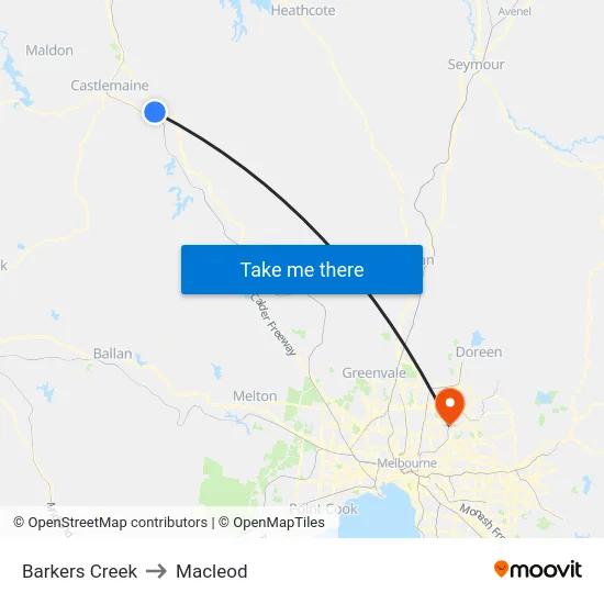 Barkers Creek to Macleod map