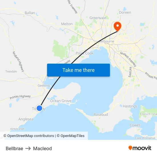 Bellbrae to Macleod map
