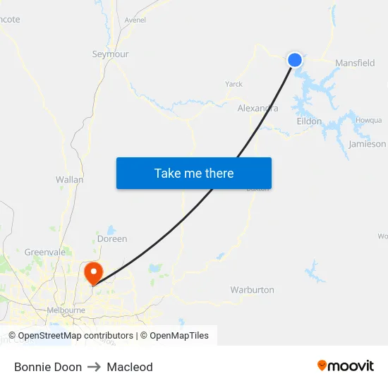 Bonnie Doon to Macleod map