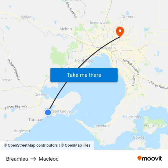 Breamlea to Macleod map