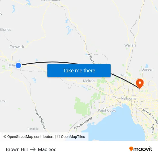 Brown Hill to Macleod map