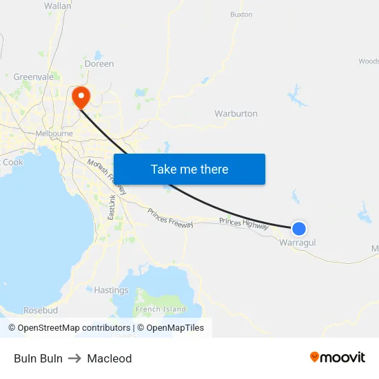 Buln Buln to Macleod map