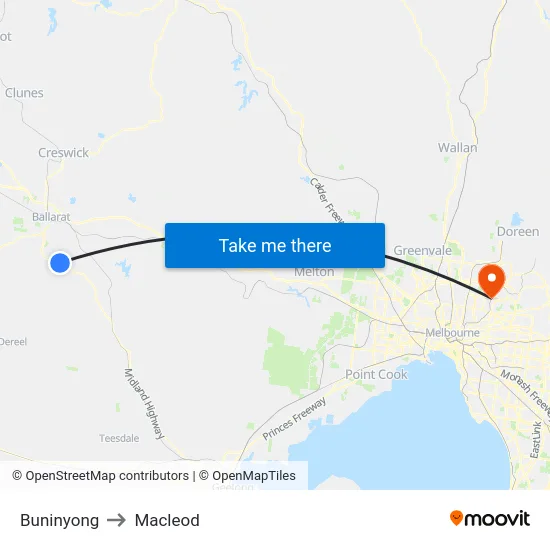 Buninyong to Macleod map