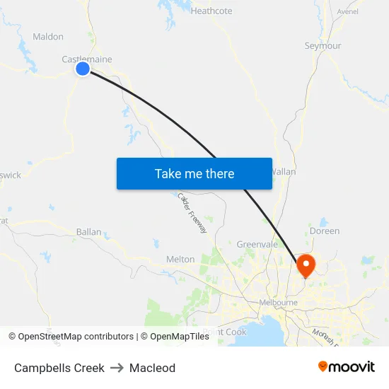 Campbells Creek to Macleod map