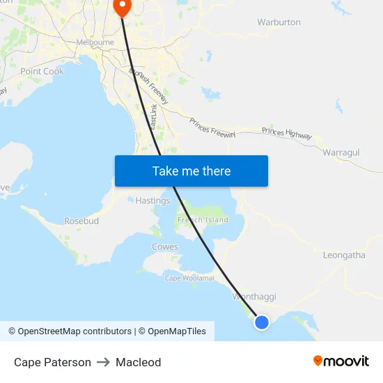 Cape Paterson to Macleod map