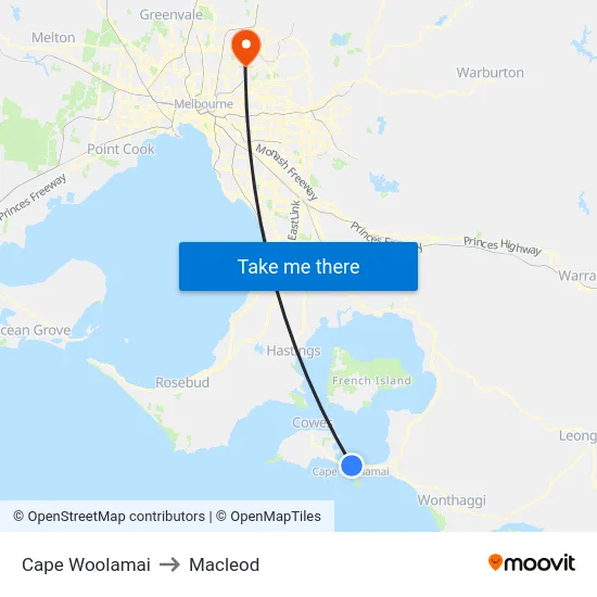 Cape Woolamai to Macleod map