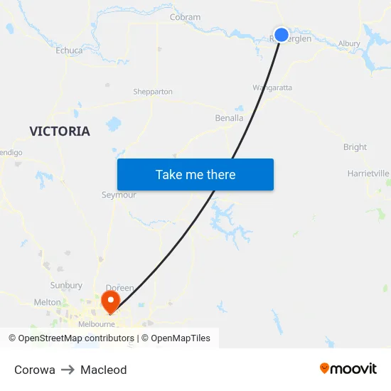 Corowa to Macleod map