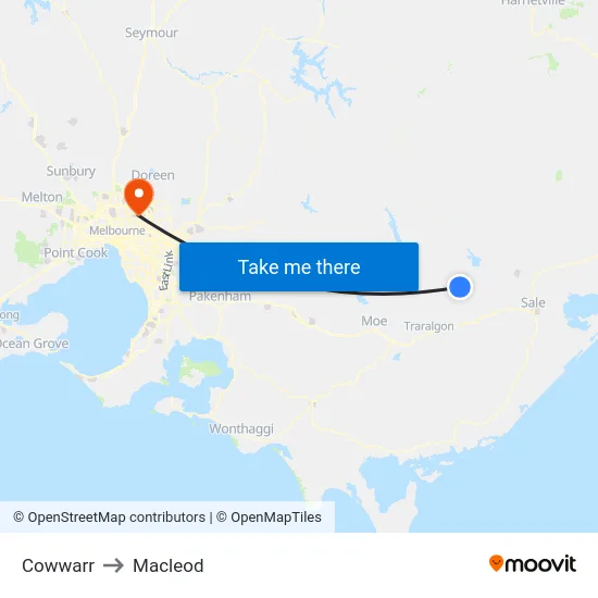 Cowwarr to Macleod map
