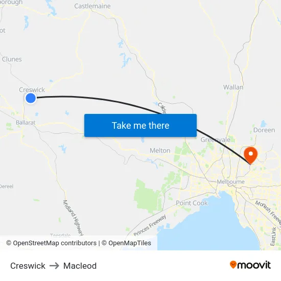 Creswick to Macleod map