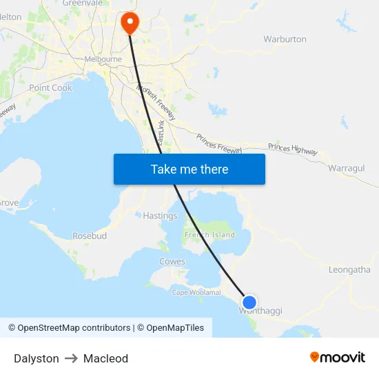 Dalyston to Macleod map