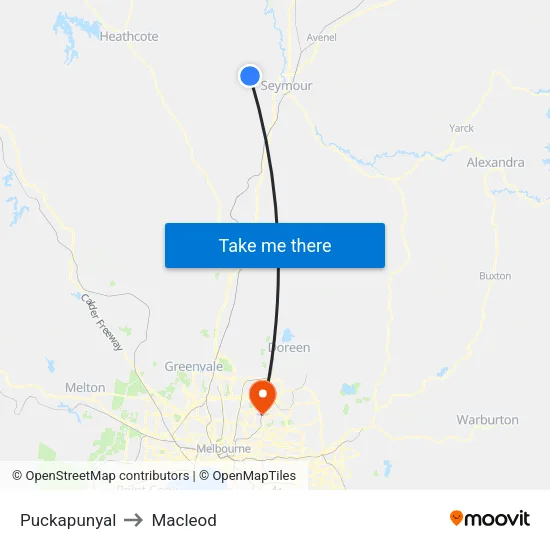 Puckapunyal to Macleod map