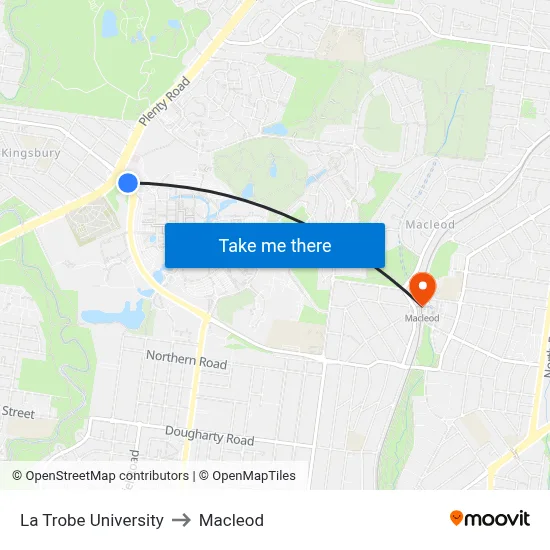 La Trobe University to Macleod map