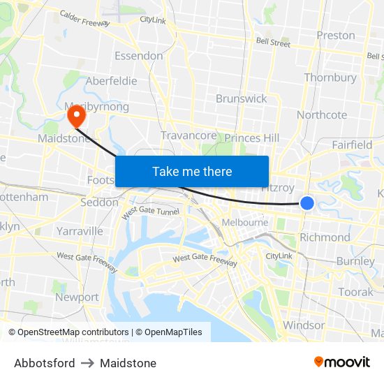 Abbotsford to Maidstone map