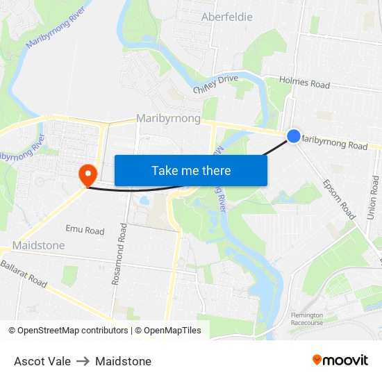 Ascot Vale to Maidstone map