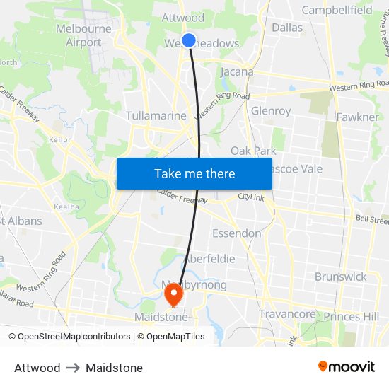 Attwood to Maidstone map