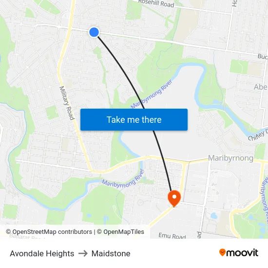 Avondale Heights to Maidstone map