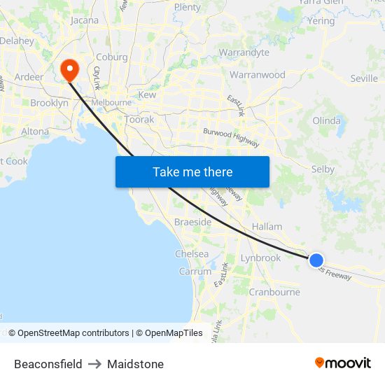 Beaconsfield to Maidstone map