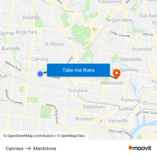 Cairnlea to Maidstone map