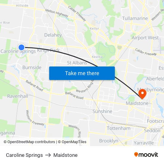 Caroline Springs to Maidstone map