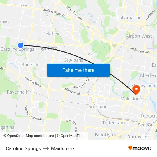 Caroline Springs to Maidstone map