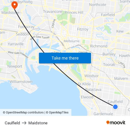 Caulfield to Maidstone map