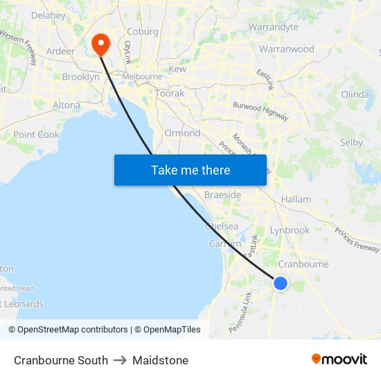 Cranbourne South to Maidstone map