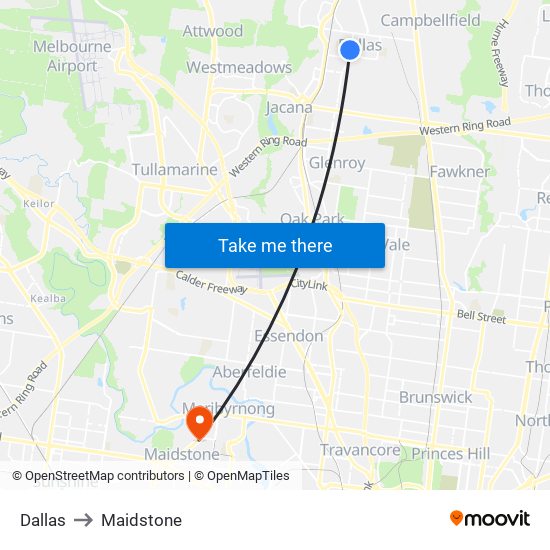 Dallas to Maidstone map