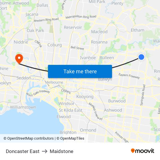 Doncaster East to Maidstone map