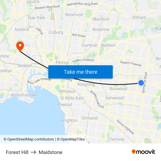 Forest Hill to Maidstone map