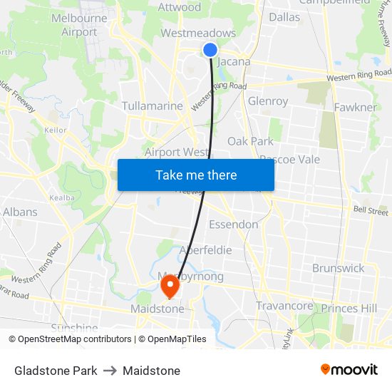 Gladstone Park to Maidstone map