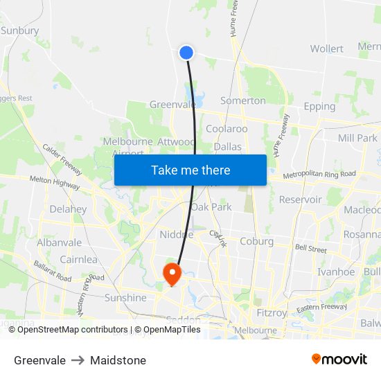 Greenvale to Maidstone map