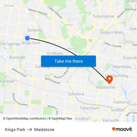 Kings Park to Maidstone map