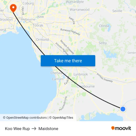Koo Wee Rup to Maidstone map