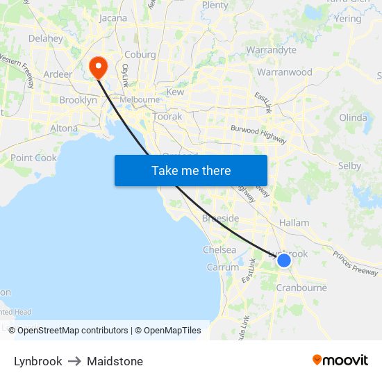 Lynbrook to Maidstone map