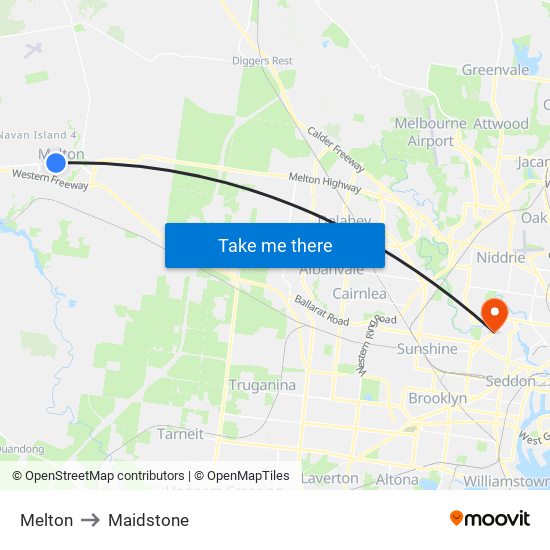 Melton to Maidstone map