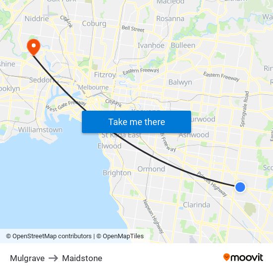 Mulgrave to Maidstone map