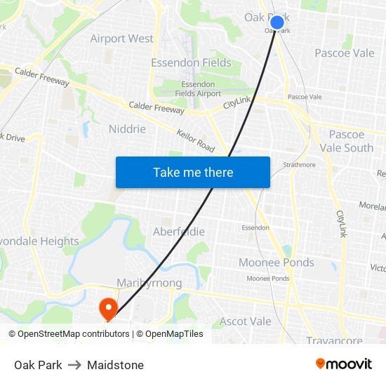 Oak Park to Maidstone map