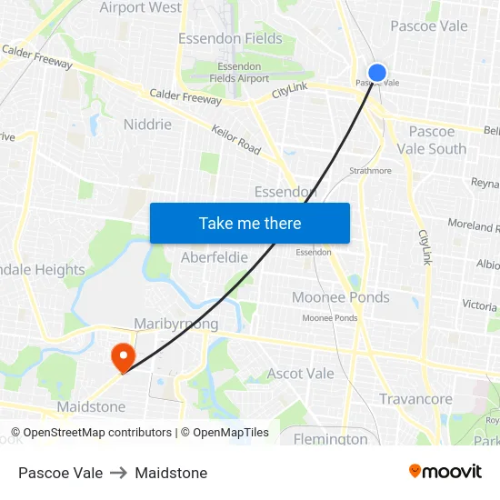 Pascoe Vale to Maidstone map