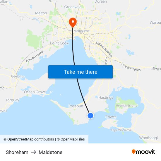 Shoreham to Maidstone map