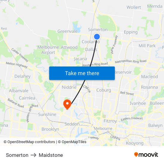 Somerton to Maidstone map