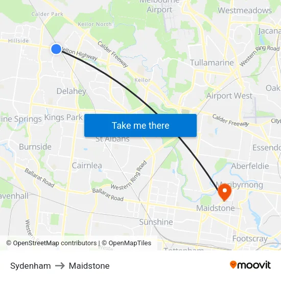 Sydenham to Maidstone map