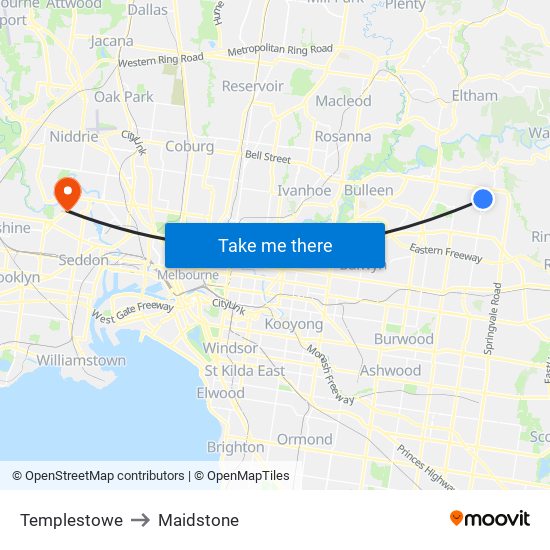 Templestowe to Maidstone map