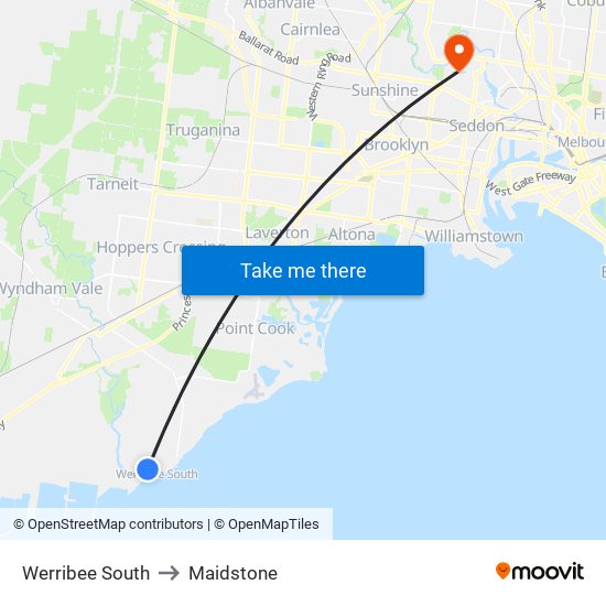 Werribee South to Maidstone map