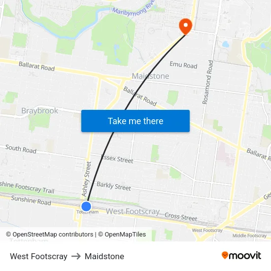 West Footscray to Maidstone map