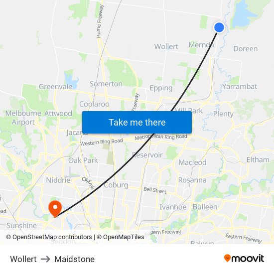 Wollert to Maidstone map