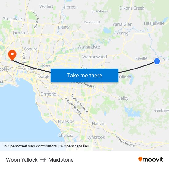 Woori Yallock to Maidstone map